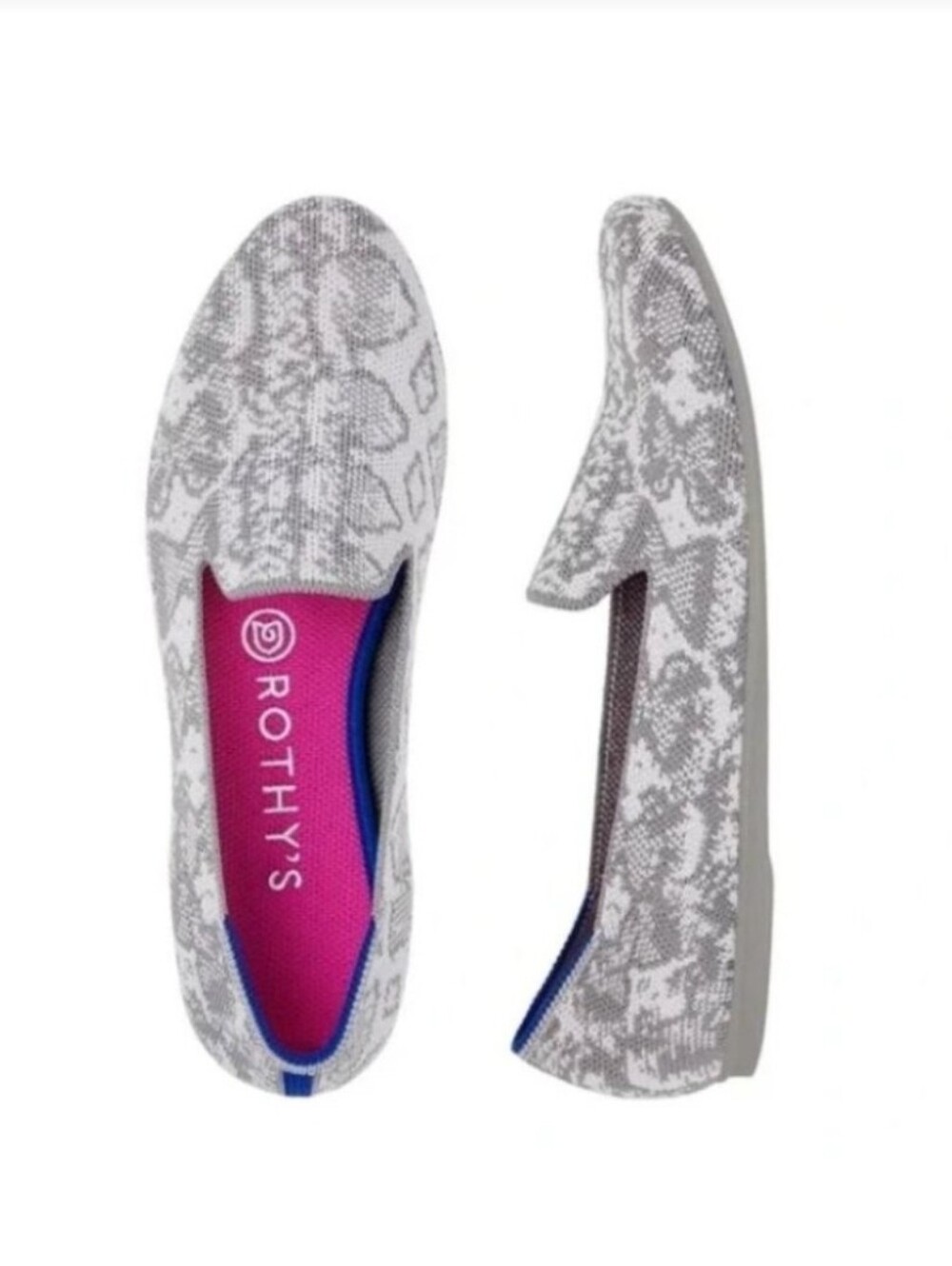 Rothy's The Loafer in Ivory Grey Snake Size 10.5